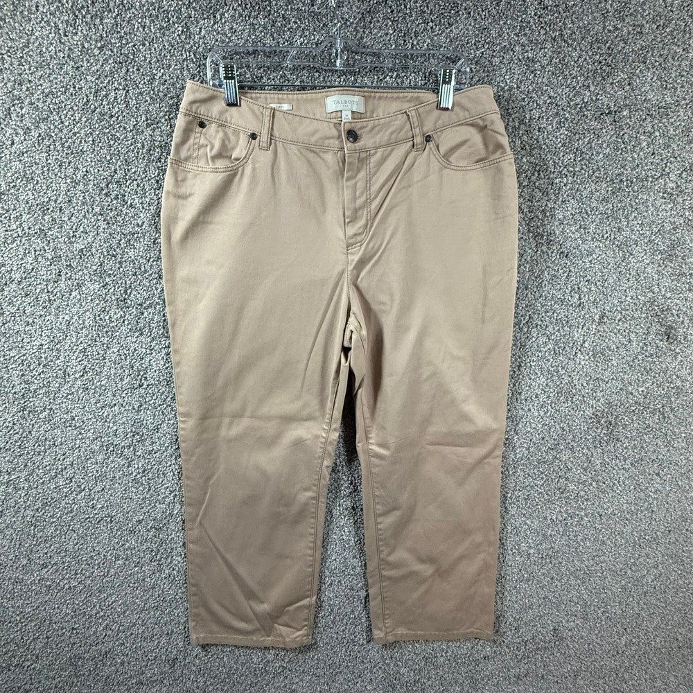 Talbots Curvy Fit Crop Jeans Women's Size 12‎ Khaki Stretch Cotton Mid Rise